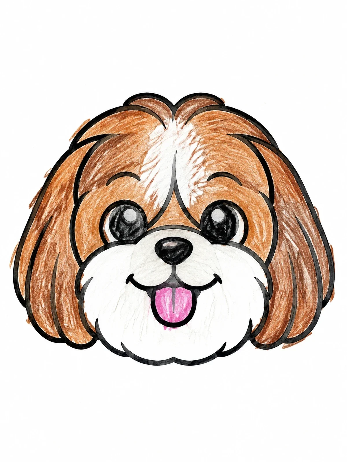 Colored example of the Cute Shih Tzu Puppy Face coloring page