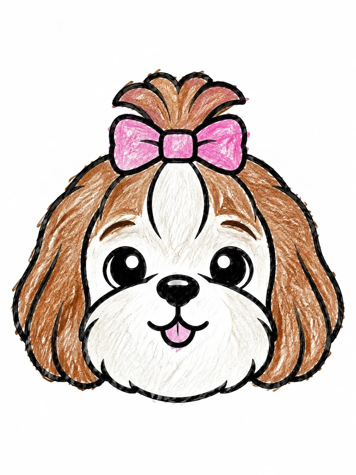Colored example of the Cute Shih Tzu Puppy Face coloring page
