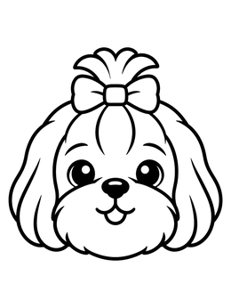 Free printable Cute Shih Tzu Puppy Face coloring page