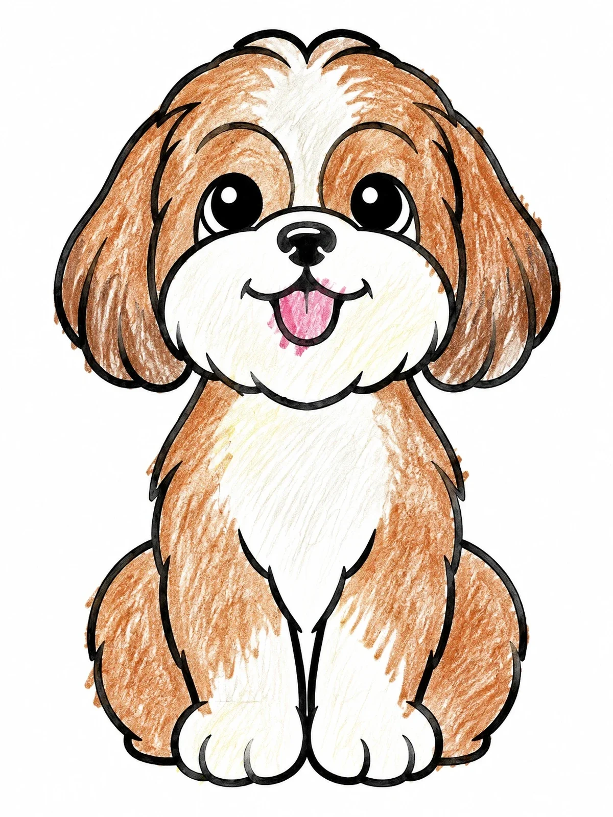 Colored example of the Cute Shih Tzu Puppy Sitting coloring page