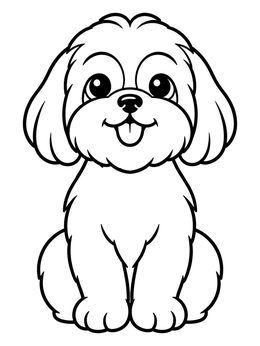 Free printable Cute Shih Tzu Puppy Sitting coloring page