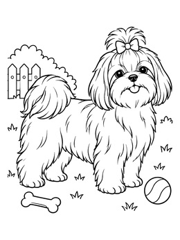 Free printable Cute Shih Tzu With Hair Bow coloring page
