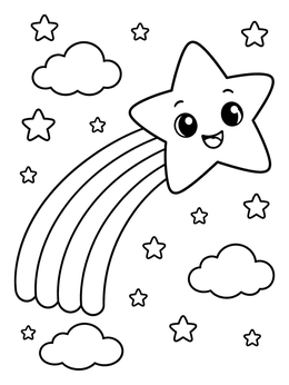 Free printable Cute Shooting Star In The Sky coloring page