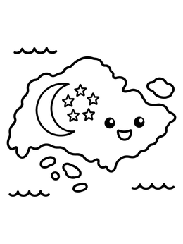 Free printable Cute Singapore Map With Smiling Face coloring page