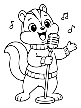 Free printable Cute Singing Chipmunk In Sweater coloring page