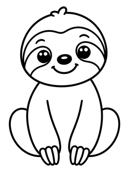 Free printable Cute Sitting Baby Sloth coloring page