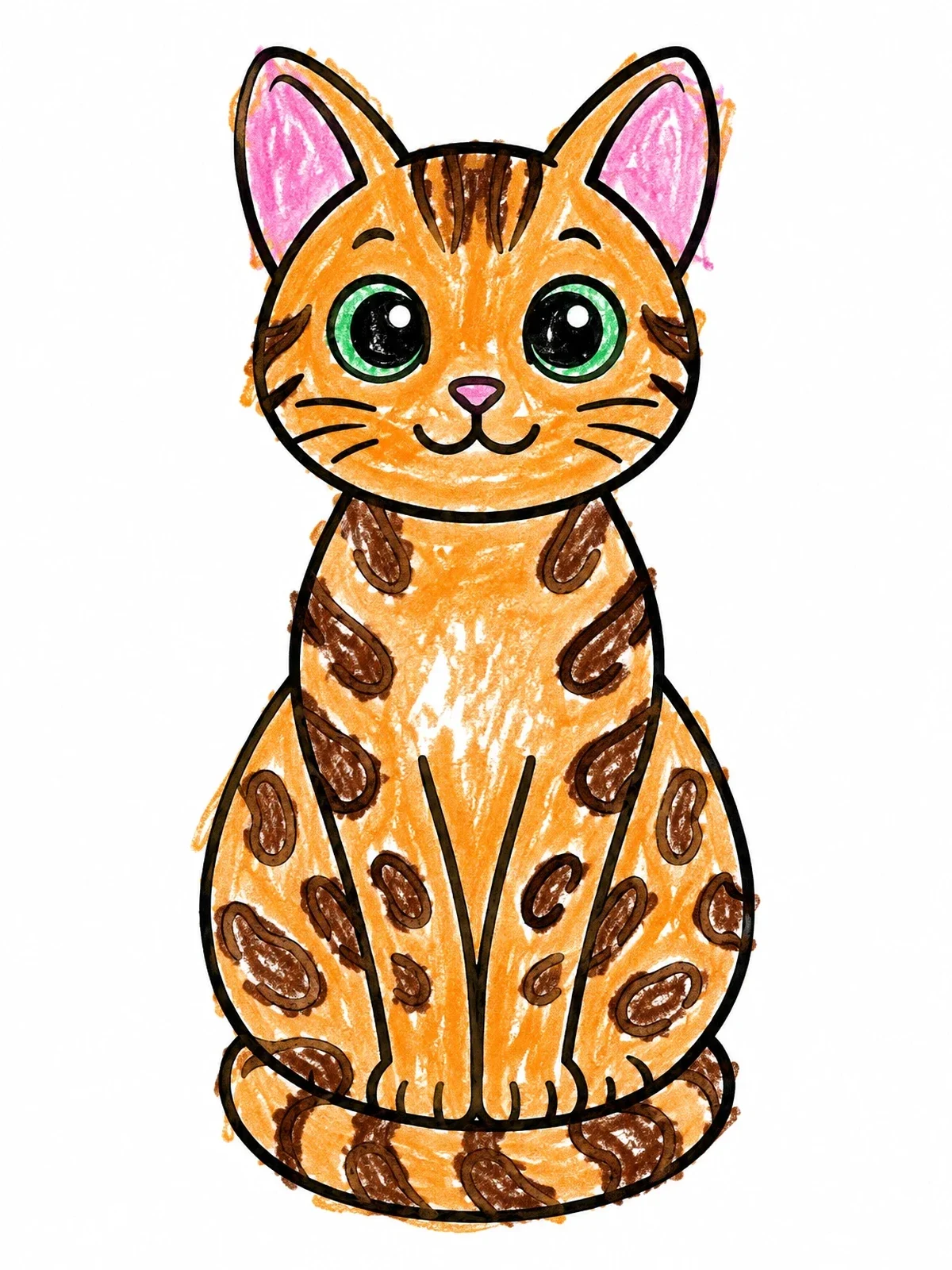 Colored example of the Cute Sitting Bengal Kitten coloring page