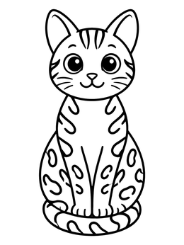 Free printable Cute Sitting Bengal Kitten coloring page
