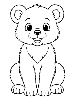 Free printable Cute Sitting Bear Cub coloring page
