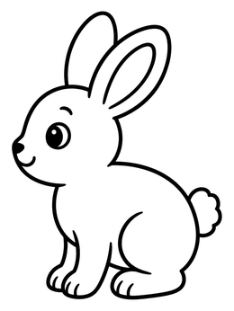 A simple bunny coloring page showing a cute sitting rabbit in side view.
