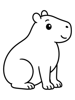 Free printable Cute Sitting Capybara coloring page