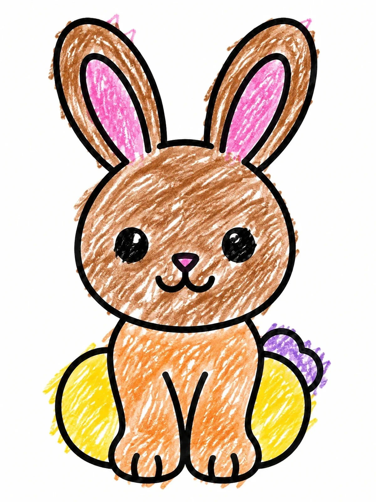 Colored example of the Cute Easter Bunny Illustration coloring page