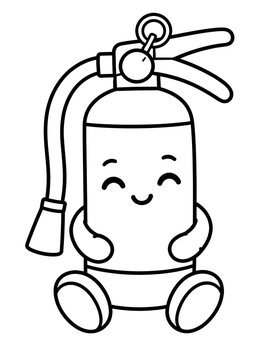 Free printable Cute Sitting Fire Extinguisher coloring page
