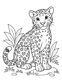 Free printable Cute Sitting Jaguar Cub coloring page
