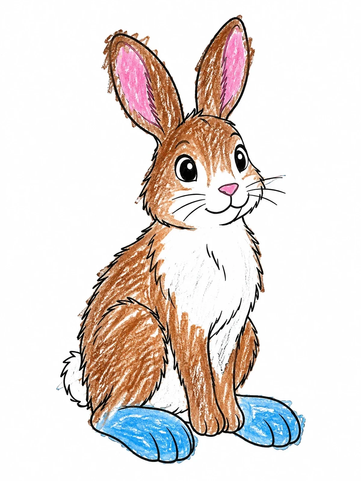 Colored example of the Cute Sitting Snowshoe Hare coloring page