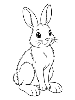 Free printable Cute Sitting Snowshoe Hare coloring page