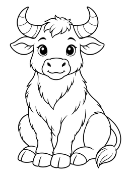 Free printable Cute Sitting Taurus Bull coloring page