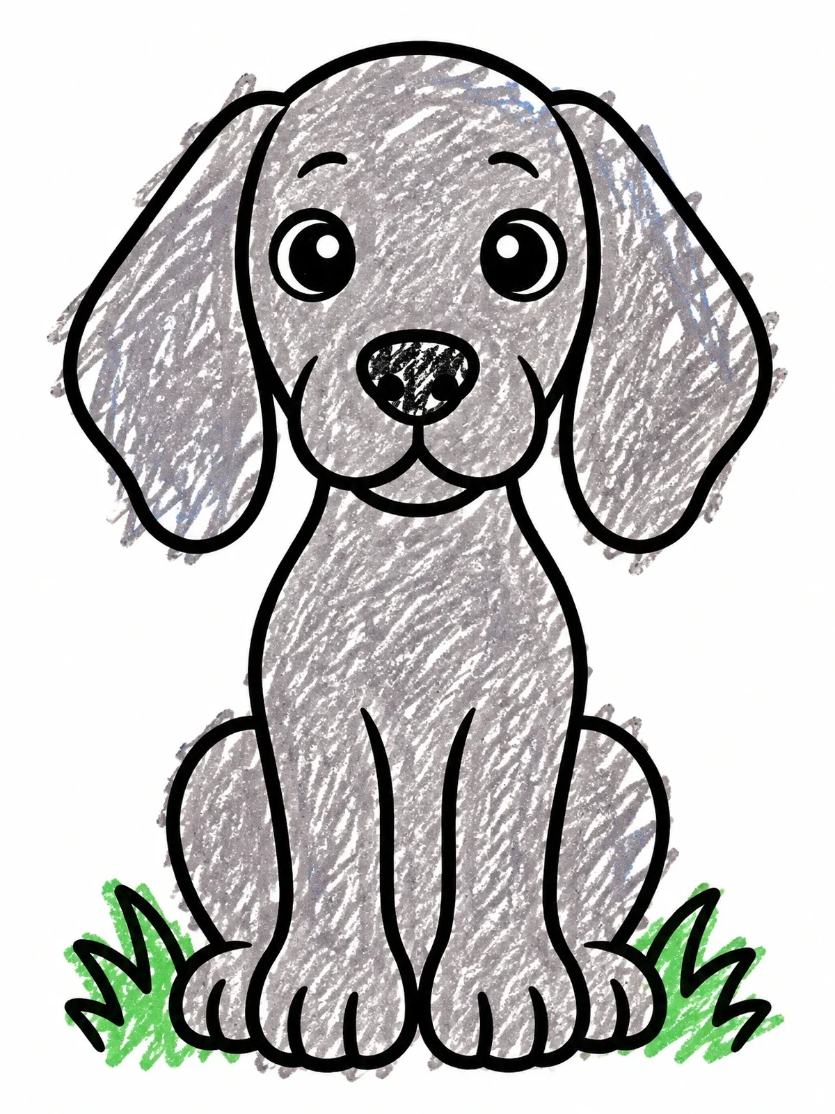 Colored example of the Cute Sitting Weimaraner Puppy coloring page