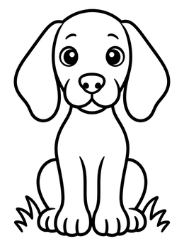 Free printable Cute Sitting Weimaraner Puppy coloring page