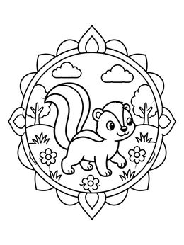 Free printable Cute Skunk In Flower Meadow coloring page