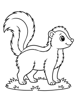 Free printable Cute Skunk On Grassy Patch coloring page