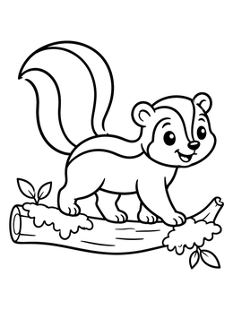 Free printable Cute Skunk On A Log coloring page