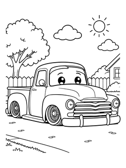 Free printable Cute Slammed Vintage Lowrider Pickup coloring page
