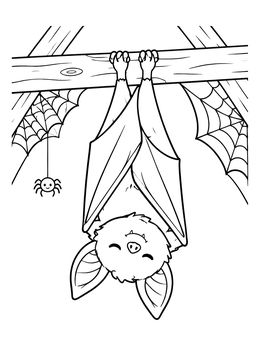 Free printable Cute Sleeping Bat On A Beam coloring page