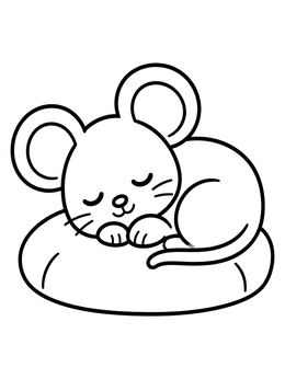 Free printable Cute Mouse Sleeping On Cushion coloring page