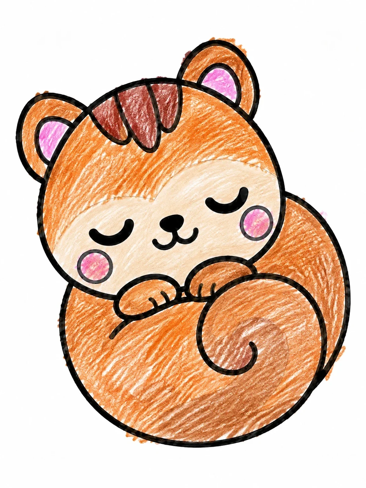 Colored example of the Cute Sleeping Squirrel Curled Up coloring page