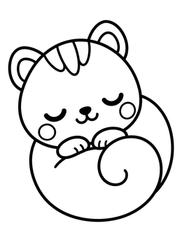 Free printable Cute Sleeping Squirrel Curled Up coloring page