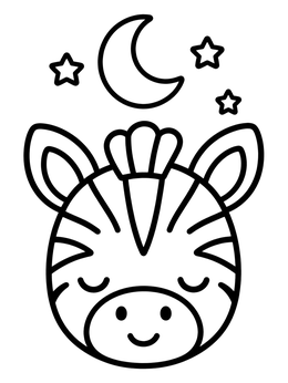 Free printable Cute Sleeping Zebra And Crescent Moon coloring page