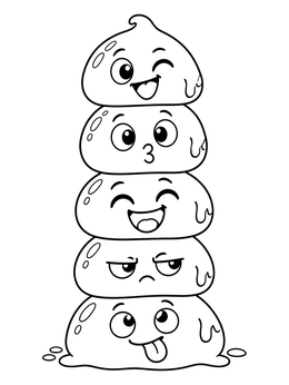 Free printable Stack Of Cute Slime Blobs coloring page