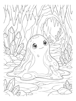 Free printable Cute Slime In Crystal Cavern coloring page