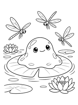 Free printable Cute Slime On A Lily Pad coloring page