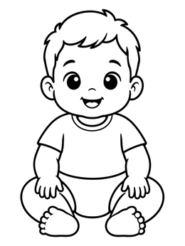Free printable Cute Smiling Baby Sitting Down coloring page