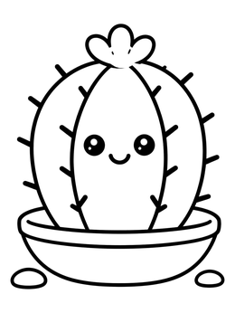 Free printable Cute Smiling Barrel Cactus coloring page