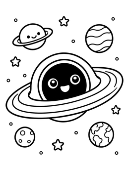 Free printable Cute Smiling Black Hole In Space coloring page