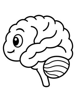 Free printable Cute Smiling Brain Profile coloring page