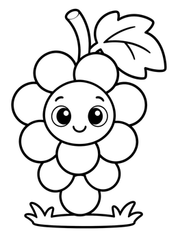 Free printable Cute Smiling Bunch Of Grapes coloring page