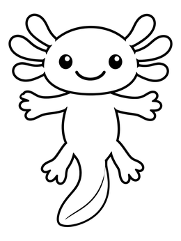 Free printable Cute Smiling Cartoon Axolotl coloring page