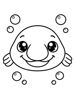 Free printable Cute Smiling Cartoon Blobfish coloring page