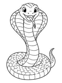 Free printable Cute Smiling Cartoon Cobra coloring page