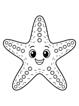 Free printable Cute Smiling Cartoon Starfish coloring page