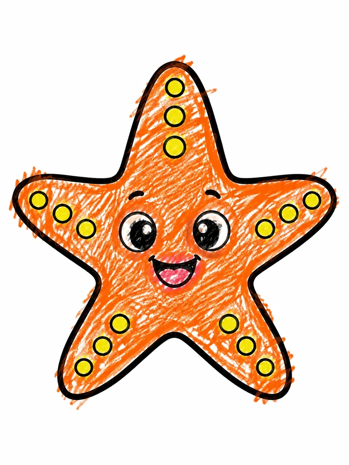 Colored example of the Cute Smiling Cartoon Starfish coloring page