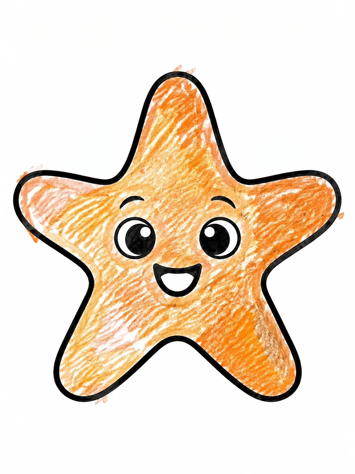Colored example of the Cute Smiling Cartoon Starfish coloring page