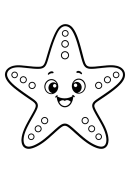 Free printable Cute Smiling Cartoon Starfish coloring page