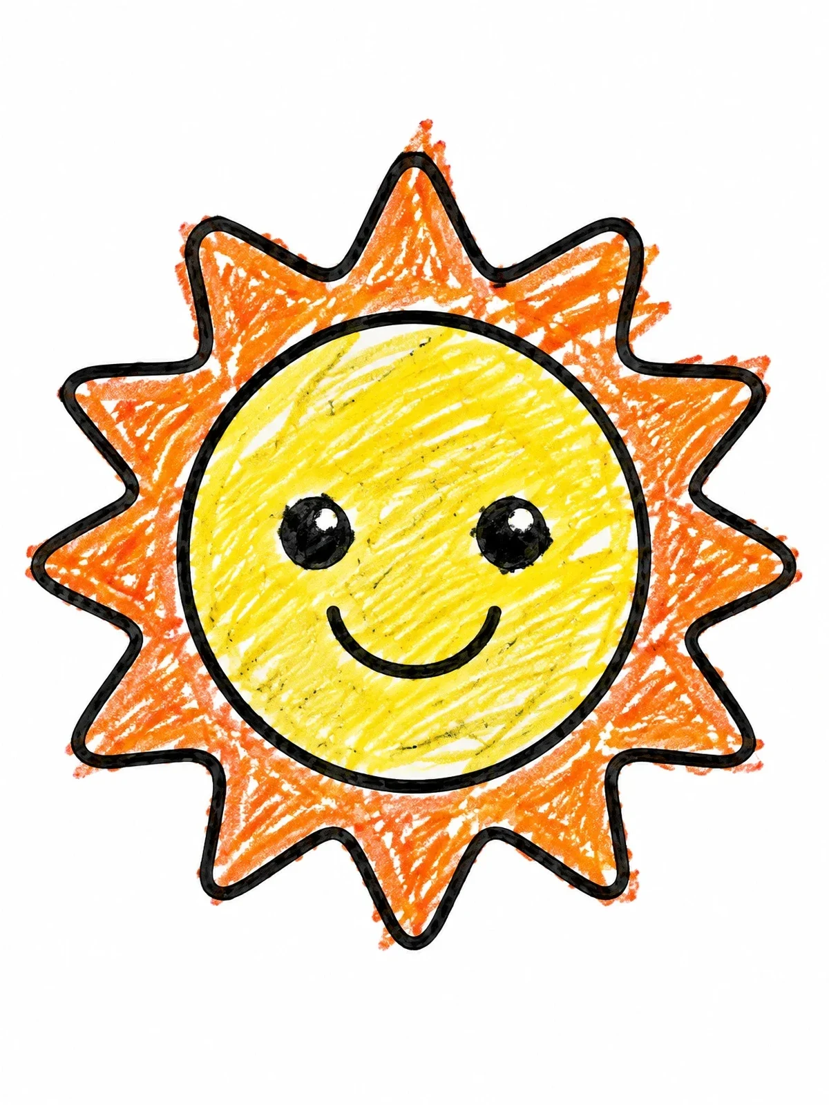 Colored example of the Cute Smiling Cartoon Sun coloring page