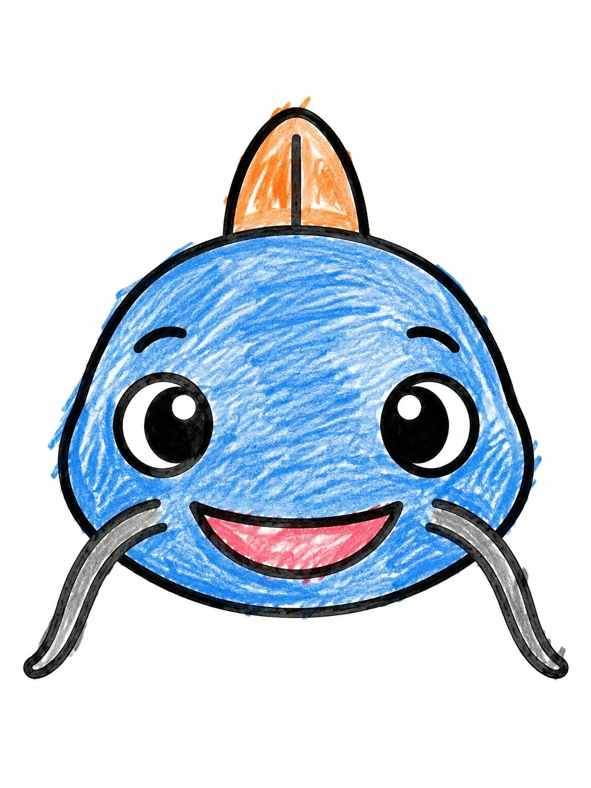 Colored example of the Cute Smiling Catfish Face coloring page