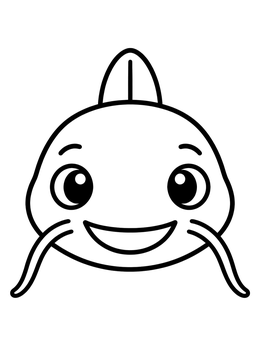 Free printable Cute Smiling Catfish Face coloring page